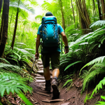 등산 스틱 꼭 필요한 이유 - **Prompt:** A fit male hiker, in his late 20s, wearing modern, technical hiking apparel including a ...