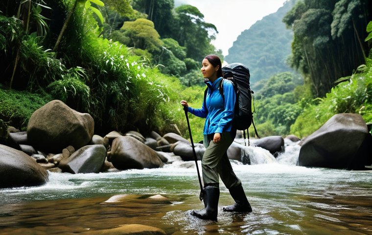 등산 스틱 꼭 필요한 이유 - **Prompt:** A fit male hiker, in his late 20s, wearing modern, technical hiking apparel including a ...
